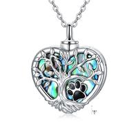 NTALJC Silver Tree of Life Owl Elephant Arrow Urn Necklace for Ashes Cremation Jewellery for Ashes Memorial Keepsake Jewellery Gifts for Women Men