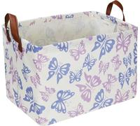 NTAOHAMPER Cesta rectangular con forma de mariposa azul, cesta de regalo para niños y niñas, cesta de almacenamiento púrpura con asas, caja de juguetes y libros para niños, bonita cesta