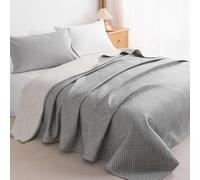 NTBAY 3 Layers Cotton Muslin 68x92 Twin Bed Blanket Super Soft Breathable Thermal Yarn Dyed Quilt for Adults Perfect Lightweight Blanket f