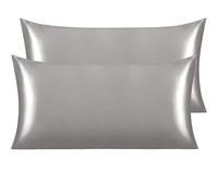NTBAY Silk Satin Pillowcases - Funda de Almohada de satén para Cabello y Piel, 2 Unidades con Cierre de Envoltura, 50 x 90 cm, Gris Oscuro