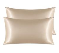 NTBAY Silk Satin Pillowcases - Funda de Almohada de satén para Cabello y Piel, 2 Unidades con Cierre Envolvente, 50 x 90 cm, Color marrón
