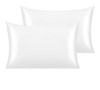NTBAY Silk Satin Pillowcases - Funda de Almohada de satén para Cabello y Piel, 2 Unidades con Cierre Envolvente, 50 x 75 cm, Color Blanco