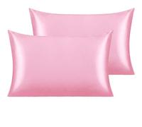 NTBAY Silk Satin Pillowcases - Funda de Almohada de satén para Cabello y Piel, 2 Unidades con Cierre Envolvente, 50 x 75 cm, Color Rosa