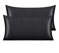 NTBAY Silk Satin Pillowcases - Funda de Almohada de satén para Cabello y Piel, 2 Unidades con Cierre Envolvente, 50 x 90 cm, Color Negro