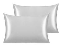 NTBAY Silk Satin Pillowcases - Funda de Almohada de satén para Cabello y Piel, 2 Unidades con Cierre Envolvente, 50 x 75 cm, Gris Plateado