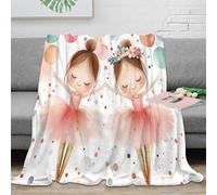NTBSDVKDO Estampado 3D Ballerina Girls Manta de Siesta Microfibra Ropa de Cama Lavable Dibujo Animado Sweet Manta de Oficina Suave para Regalos para compañeros de Trabajo 80×90inch(200x230cm)