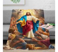 NTBSDVKDO Estampado 3D Jesus Christ Manta Microfibra Ropa de Cama Elegante y Suave Religious Pintura Plaid Premium Anti-Bolitas para Regalos de Alta Gama 80×90inch(200x230cm)