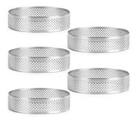 Ntcpefy 5 unidades anillo circular de acero inoxidable molde de perforación de postre francés de espuma de frutas quiche pastel de queso