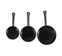 Ntcpefy Escala 1/12 3 Piezas Sartenes de Metal en Miniatura Olla de Cocina Utensilios de Cocina Accesorio de Cocina Negro