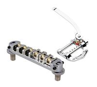 Ntcpefy Puente de sillín de rodillo con postes y llave inglesa para guitarra eléctrica, plata y guitarra, vibrato, cordal, trémolo, parte superior , unidad de trémolo, puente vibrato f (plata)