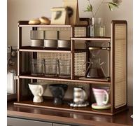 NTDMSFWM Estante de exhibición for Tazas de café, Organizador Multicapa for Tazas de té, Ideal for encimeras de Cocina, Salas de Estar y oficinas.(Brwon,26in)