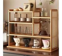 NTDMSFWM Estante de exhibición for Tazas de café, Organizador Multicapa for Tazas de té, Ideal for encimeras de Cocina, Salas de Estar y oficinas.(Natural,19.7in)