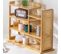 NTDMSFWM Portavasos de ratán y Estante for Tazas de café, Organizador rústico de encimera Multicapa, Mueble de Almacenamiento Que Ahorra Espacio for Cocina y Comedor.(Natural,19.7in)