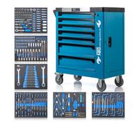 NTG Carro de Taller con 252 Herramientas, 7 cajones, cajón Cargo, Placa de Acero Inoxidable, con Cerradura