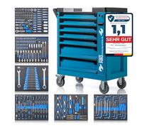 NTG Carro de Taller con 252 Herramientas, 7 cajones, cajón Cargo, Placa de Acero Inoxidable, con Cerradura