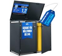 NTG Cubo de basura - para 2 cubos de basura de hasta 240 L - acero | Puerta frontal con cerradura con tapa de cierre suave y apertura automática de la tapa