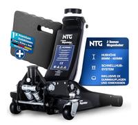 NTG Gato hidráulico plano 3T (85 - 485 mm de altura de elevación), incluye cojín para las rodillas, 2 cojines, con doble cilindro, gato hidráulico profesional, 3000 kg, para SUV y coches