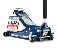 NTG Gato hidráulico profesional 3T, certificado TÜV, altura de elevación de 75-505 mm, extraestable, con doble cilindro, plano, para SUV y coches bajos, 3000 kg