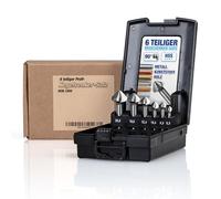 NTG Juego de avellanadores cónicos, 6,3-20,5 mm, 6 piezas, avellanador cónico 90°, acero HSS, avellanador y desbarbador para madera, metal y plástico, incluye caja de almacenamiento, trabajo preciso y