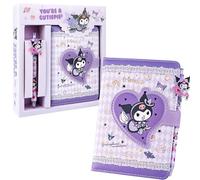 NTGFU Cartoon Notebook and Pen Set, Cute Stationery Set for Kids Teens, Stationery Gifts for Girls, Purple Notebook Diary with Pen for School Supplies,Best Birthday Gifts for Girls