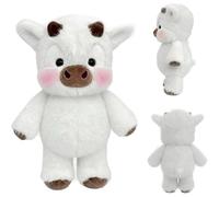 NTHFECG Cow Soft Plush Toy, Soft Animal Pillow, Adorable Fur Running Cow Plush Animal for Stress Relief, Boar Plush Toy 45 cm for Home Decor Adorable p-oupee, for Sofa Bed Room Decor (blanco)