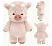 NTHFECG Cow Soft Plush Toy, Soft Animal Pillow, Adorable Fur Running Cow Plush Animal for Stress Relief, Boar Plush Toy 45 cm for Home Decor Adorable p-oupee, for Sofa Bed Room Decor (rosa)