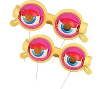 NTHFECG Disfraz de ojos de broma, gafas de broma, cordón para niños, juguete extraño, accesorio de disfraz para fiestas, fiestas temáticas, cosplay, cumpleaños (amarillo-2)