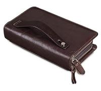 NTIYOU Carteras Cartera Cartera de Cuero Duradera for Mujer, Tarjetero de Gran Capacidad for Negocios, monederos con Doble Cremallera, Unisex, Resistente a desgarros Durable (Color : Brown, Size : A)