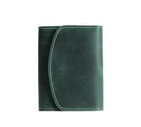 NTIYOU Carteras Cartera Cartera pequeña de Cuero Tarjetero Corto Vintage Unisex con Cremallera Monederos for Monedas y Tarjetas Resistente a desgarros Durable (Color : Green, Size : 9x10.2cm)