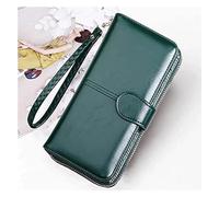 NTIYOU Carteras Cartera de Cuero for Mujer, Cremallera Larga, Tarjetero, Hebilla de Gran Capacidad, Cremallera, Bolsillo for Monedas, Bolso de Mano, monederos Durable (Color : Green, Size : 9.5x19cm)