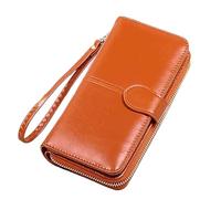 NTIYOU Carteras Cartera de Cuero for Mujer, Cremallera Larga, Tarjetero, Hebilla de Gran Capacidad, Cremallera, Bolsillo for Monedas, Bolso de Mano, monederos Durable (Color : Brown, Size : 9.5x19cm)