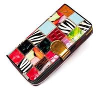 NTIYOU Carteras Cartera de Cuero for Mujer, Tarjetero clásico de Estilo Largo, monederos de Color a la Moda con Bolsillo for Monedas con Ventana de identificación Durable (Color : Motley3, Size : A)