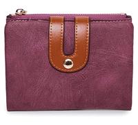 NTIYOU Carteras Cartera de Cuero for Mujer, Tarjetero con Hebilla Simple, monederos Finos portátiles, Mini Bolsillo Corto for Monedas Resistente a desgarros Durable (Color : Purple)