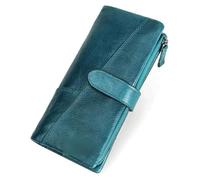 NTIYOU Carteras Cartera Nueva Cartera de Cuero for Mujer Estilo Largo Tarjetero de Gran Capacidad Monederos clásicos con Bolsillo for Monedas Unisex Durable (Color : BLU, Size : 9x19cm)