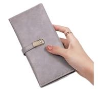 NTIYOU Carteras Cartera Simple de Cuero for Mujer, Tarjetero Multifuncional de Estilo Largo, Hebilla, Bolsillo for Monedas, monederos portátiles Durable (Color : Gray-1)