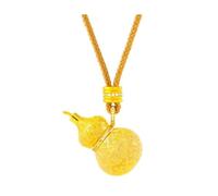 NTIYOU Collar con colgante de calabaza chapado en oro for mujer con cordón trenzado y amuleto de diamantes de imitación que trae buena suerte, seguridad, salud y éxito