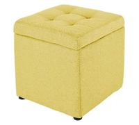 NTIYOU Escabel Banco Cuadrado con Soporte de Madera, Taburete tapizado Multiusos, Silla otomana, Taburete, Cubierta de Tela, Almacenamiento, Cubierta de Lino extraíble Salón