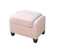 NTIYOU Escabel Reposapiés tapizado con Soporte de Madera Cuadrado, puf otomano, Taburete for sofá, Funda de Tela con 4 Patas y Funda de Lino extraíble Salón