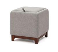 NTIYOU Escabel Reposapiés tapizado con Soporte de Madera Cuadrado, puf otomano, Taburete for sofá, Funda de Lino extraíble de Tela, Almacenamiento (Gris) Salón