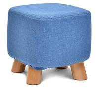 NTIYOU Escabel Reposapiés tapizado con Soporte de Madera Cuadrado, puf otomano, Taburete, Funda de Tela, 4 Patas, Funda de Lino extraíble (Verde) Salón(BLU)
