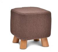 NTIYOU Escabel Reposapiés tapizado con Soporte de Madera Cuadrado, puf otomano, Taburete, Funda de Tela, 4 Patas, Funda de Lino extraíble (Verde) Salón(Brown)