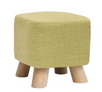 NTIYOU Escabel Reposapiés tapizado con Soporte de Madera Cuadrado, puf otomano, Taburete, Funda de Tela, 4 Patas, Funda de Lino extraíble (Verde) Salón(Green)