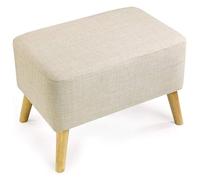 NTIYOU Escabel Reposapiés tapizado con Soporte de Madera Cuadrado, Silla otomana, Cubierta de Tela, tableros de Cubierta de Lino extraíbles, taburetes pequeños de Tela Baja Salón (Color : Blanc)