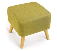 NTIYOU Escabel Reposapiés tapizado con Soporte de Madera Cuadrado, Silla otomana, Cubierta de Tela, tableros de Lino extraíbles, taburetes pequeños, taburetes Bajos de Tela Salón(Grass Green)