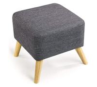 NTIYOU Escabel Reposapiés tapizado con Soporte de Madera Cuadrado, Silla otomana, Cubierta de Tela, tableros de Lino extraíbles, taburetes pequeños, taburetes Bajos de Tela Salón(Gris)
