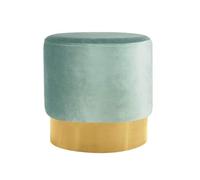 NTIYOU Escabel Reposapiés tapizado con Soporte Redondo, puf otomano, Silla, sofá, Taburete, Funda de Tela, Aspecto de Franela extraíble (Verde Claro) Salón