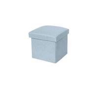 NTIYOU Escabel Taburete de Almacenamiento de Lino, Taburete de Almacenamiento Multifuncional con Forma de Cubo otomano, Taburete Plegable for reposapiés, Taburete Creativo Salón(Light Blue)