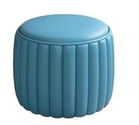 NTIYOU Escabel Taburete de Cuero for pies, Taburete bajo Simple for Porche, reposapiés Redondo pequeño, Taburete for sofá for Dormitorio, Sala de Estar, Taburete Creativo Salón(Light Blue)