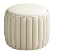NTIYOU Escabel Taburete de Cuero for pies, Taburete bajo Simple for Porche, reposapiés Redondo pequeño, Taburete for sofá for Dormitorio, Sala de Estar, Taburete Creativo Salón(Blanc)