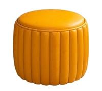 NTIYOU Escabel Taburete de Cuero for pies, Taburete bajo Simple for Porche, reposapiés Redondo pequeño, Taburete for sofá for Dormitorio, Sala de Estar, Taburete Creativo Salón(Yellow)